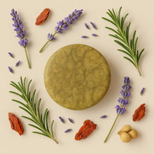 Load image into Gallery viewer, Shampoo Sólido de Romero, Lavanda y Sangregado Hand Made
