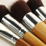 Set de brochas de bambú 11 piezas + bolsa de tela Accesorios